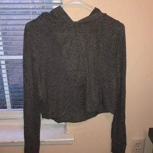 Grey Hooded Crop Top